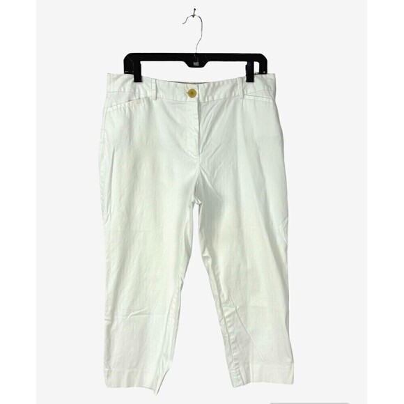 Talbots Women Size 12P White The Perfect Crop Curvy High Rise Cotton Spandex E4 - Picture 1 of 11